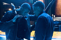 Chris Brown as Jesse and Michael Ealy as Jake in "Takers."