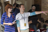 Rumer Willis and director Stewart Hendler on the set of "Sorority Row."
