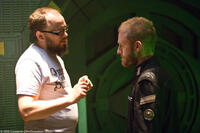 Director Christian Alvart and Ben Foster on the set of "Pandorum."
