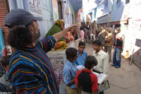 On the set of "Delhi 6."