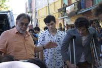 Director Francis Ford Coppola, Alden Ehrenreich and Vincent Gallo on the set of "Tetro."