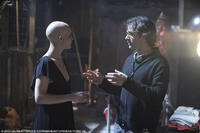 Delphine Chaneac and filmmaker Vincenzo Natali on the set of "Splice."