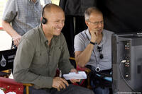 Director-writer Mike Judge on the set of "Extract."
