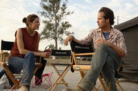  Michelle Monaghan and director-writer James Mottern on the set of "Trucker."
