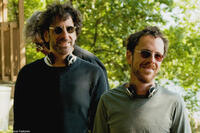 Writers-directors Joel and Ethan Coen on the set of "A Serious Man."