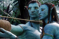 Sam Worthington as Jake Sully and Zoe Saldana as Neytiri in "Avatar."
