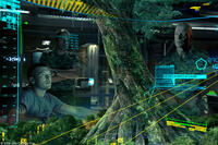 Sam Worthington as Jake Sully and Stephen Lang as Col. Quaritch in "Avatar."