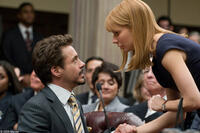 Robert Downey Jr. as Tony Stark and Gwyneth Paltrow as Pepper Potts in "Iron Man 2."
