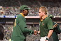 Morgan Freeman as Nelson Mandela and Matt Damon as Francois Pienaar in "Invictus."