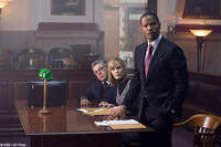 Bruce McGill as Jonas Cantrell, Leslie Bibb as Sarah Lowell and Jamie Foxx as Nick Rice in "Law Abiding Citizen."