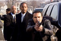 Brian Distance, Jamie Foxx as Nick Rice and Michael Irby as Det. Garza in "Law Abiding Citizen."