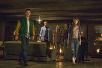 Chris Hemsworth as Curt, Jesse Williams as Holden, Anna Hutchison as Jules, Fran Kranz as Marty and Kristen Connolly as Dana in ``The Cabin in the Woods.''
