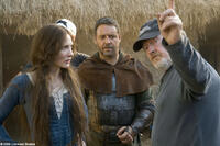 Cate Blanchett, Russell Crowe and director Ridley Scott on the set of "Robin Hood."