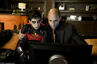 Christopher Mintz-Plasse as Chris D'Amico/Red Mist and Mark Strong as Frank D'Amico in "Kick-Ass."