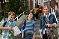 Robert Capron as Rowley, Zachary Gordon as Greg and Chlo? Grace Moretz as Angie in "Diary of a Wimpy Kid."
