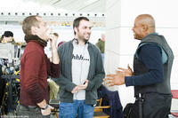 Jude Law, director Miguel Sapochnik and Forest Whitaker on the set of "Repo Men."