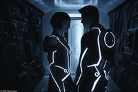Olivia Wilde as Quorra and Garrett Hedlund as Sam Flynn in "Tron: Legacy."