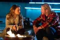 Natalie Portman as Jane Foster and Chris Hemsworth as Thor in "Thor."
