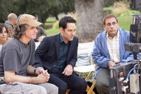Director/producer Jay Roach, Paul Rudd and Steve Carell on the set of "Dinner for Schmucks."