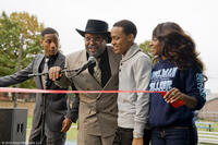 Brandon T. Jackson as Benny, Ice Cube as Mr. Washington, Bow Wow as Kevin and Naturi Naughton as Stacie in "Lottery Ticket."
