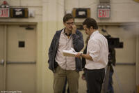 Filmmaker James C. Strouse and Sam Rockwell on the set of "The Winning Season."