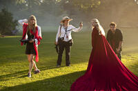 Catherine Hardwicke, Mandy Walker, Amanda Seyfried and Shiloh Fernandez on the set of ``Red Riding Hood.''