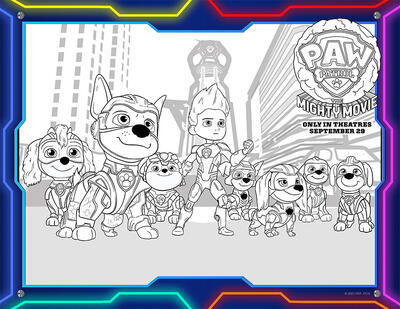 'PAW Patrol: The Mighty Movie coloring sheets