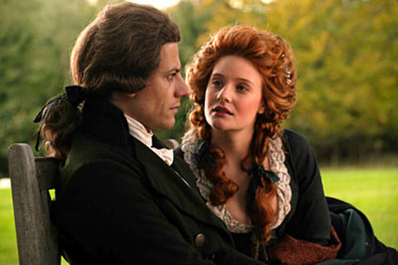 William Wilberforce (Ioan Gruffudd) speaks with Barbara Spooner (Romola Garai) about abolition in "Amazing Grace."