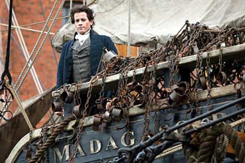 William Wilberforce (Ioan Gruffudd) speaks out against slavery on a slave trade ship in "Amazing Grace."