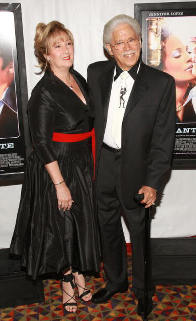 Dancer/singer Iris Chacon and musician Johnny Pacheco at the N.Y. premiere of "El Cantante."