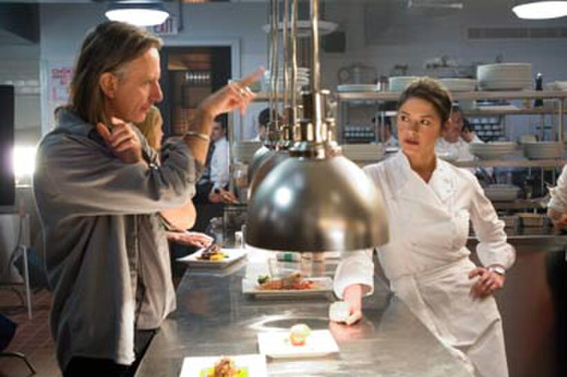Director Scott Hicks and Catherine Zeta-Jones on the set of "No Reservations."