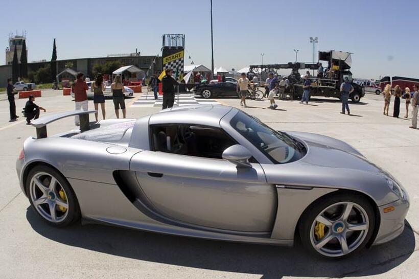 On the set of "Redline."