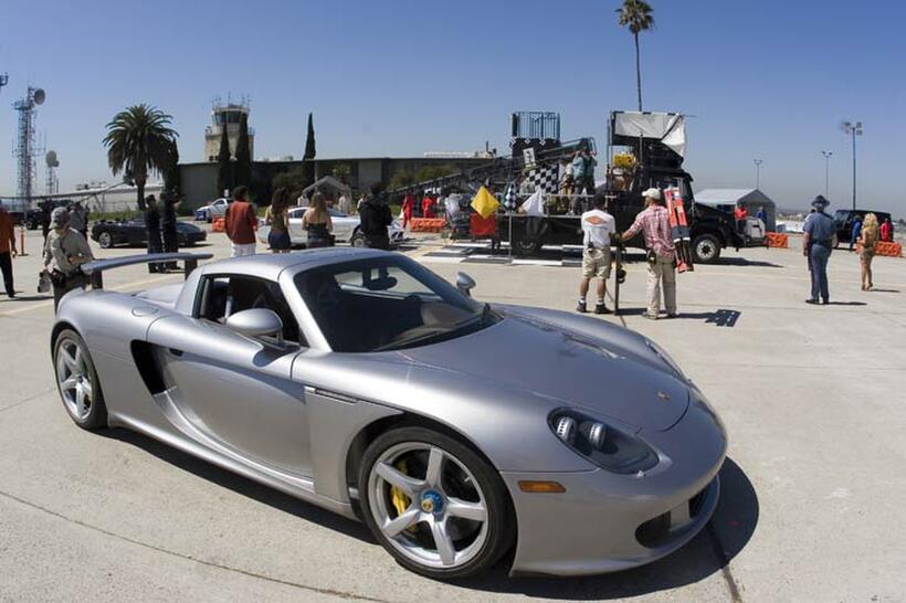 On the set of "Redline."