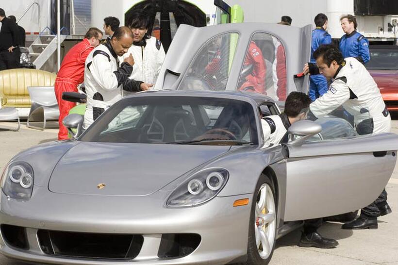 On the set of "Redline."