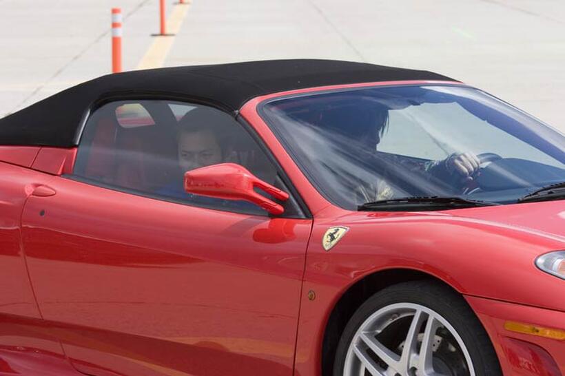 On the set of "Redline."