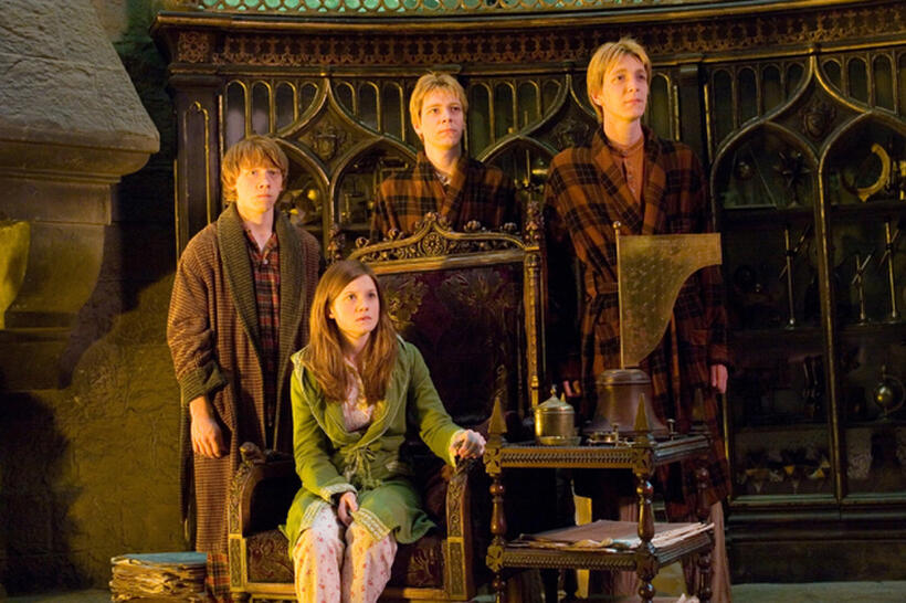 Rupert Grint, Bonnie Wright, James and Oliver Phelps in "Harry Potter and the Order of the Phoenix."