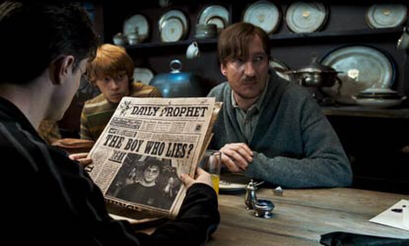 Daniel Radcliffe, Rupert Grint and David Thewlis as Remus Lupin in "Harry Potter and the Order of the Phoenix."