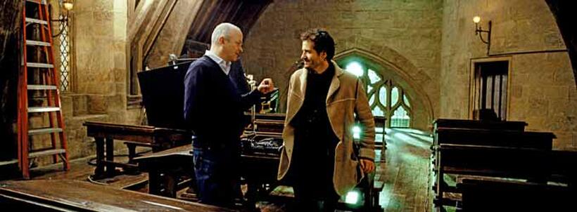 Producers David Barron and David Heyman on the set of "Harry Potter and the Order of the Phoenix."