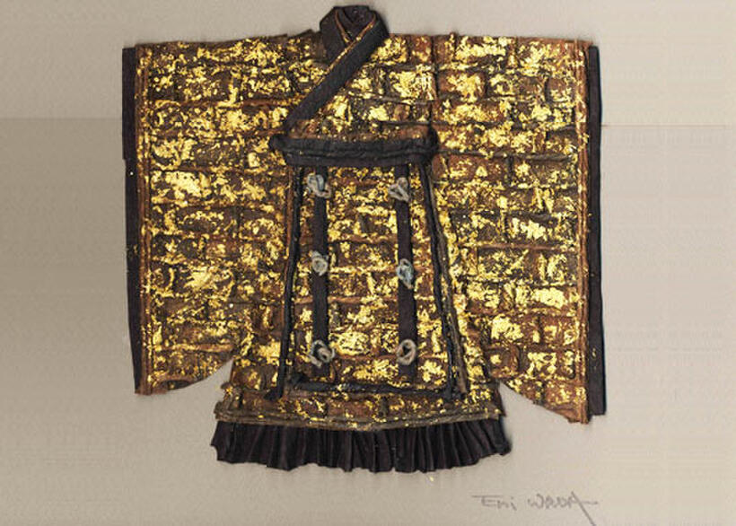 Emi Wada’s collage rendering of a costume for Emperor Qin in "The First Emperor."