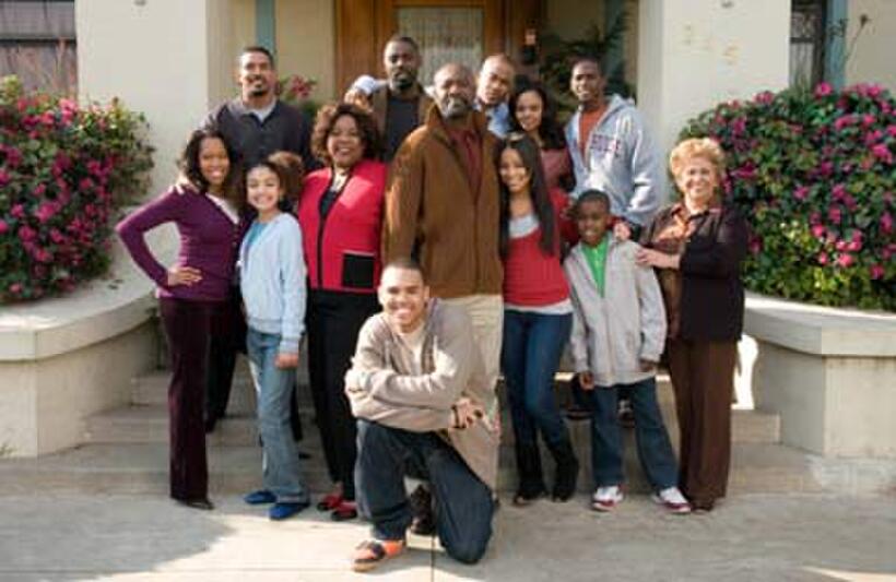 Laz Alonso, Idris Elba, Columbus Short, Sharon Leal, Keith Robinson, Regina King, Ambrosia Kelley, Loretta Devine, Delroy Lindo, Lauren London, Javion Francis, Lupe Ontiveros and Chris Brown in "This Christmas."