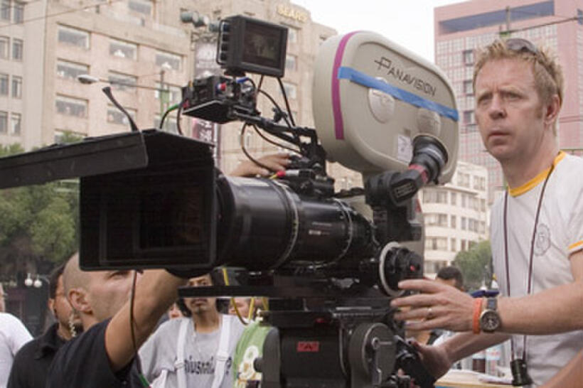 Director Pete Travis on the set of "Vantage Point."