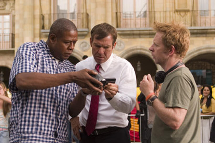 Forest Whitaker, Dennis Quaid and director Pete Travis in "Vantage Point."