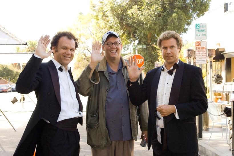 John C. Reilly, Adam McKay and Will Ferrell on the set of "Step Brothers."