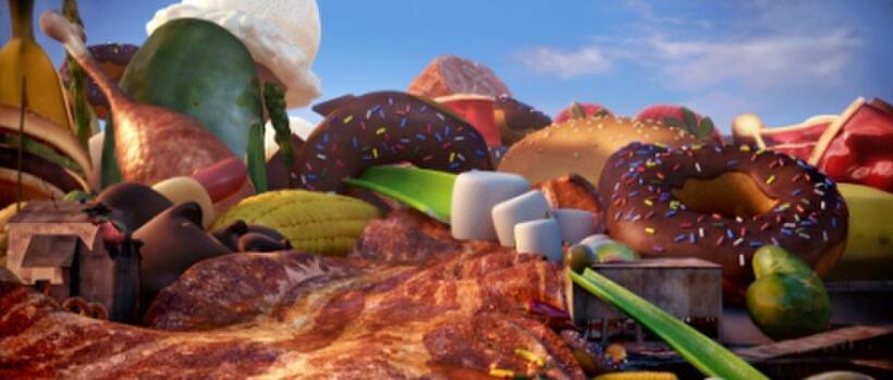 A scene from "Cloudy With A Chance Of Meatballs."