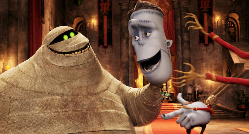Murray the Mummy voiced by Cee Lo Green and Frank voiced by Kevin James in "Hotel Transylvania."