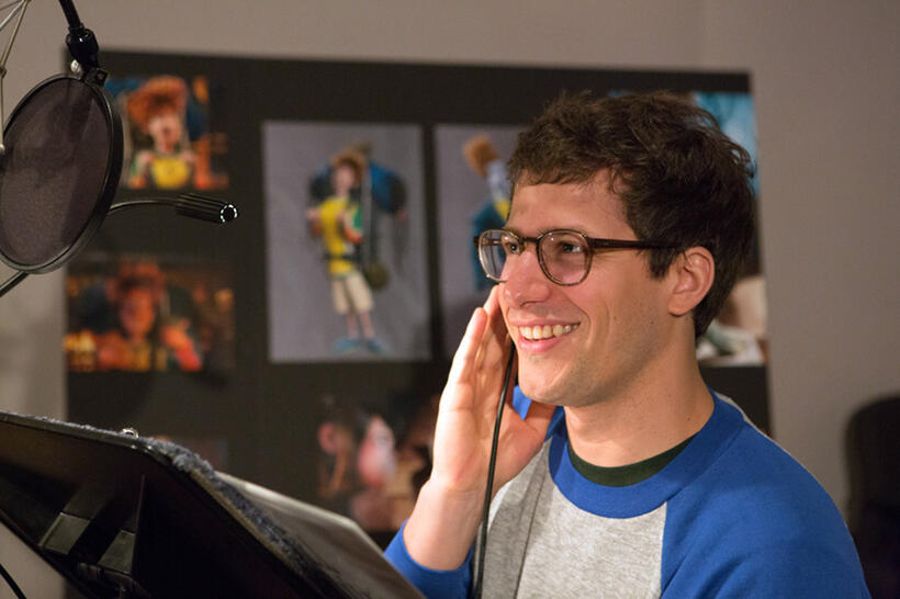 Andy Samberg on the set of "Hotel Transylvania."