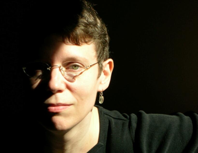 Nina Paley on the set of "Sita Sings the Blues."