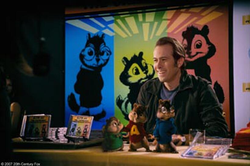 On the set of "Alvin and the Chipmunks." 