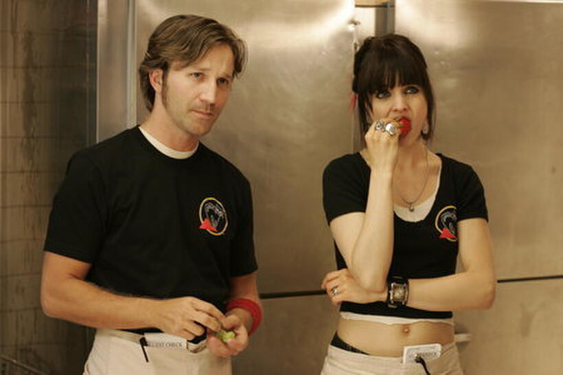 Breckin Meyer and Mena Suvari in "Caffeine."