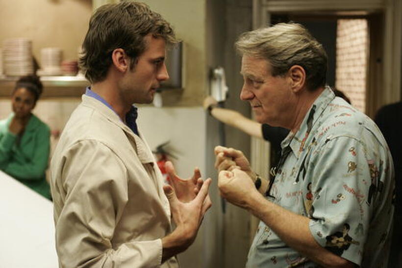 Callum Blue and director John Cosgrove on the set of "Caffeine."